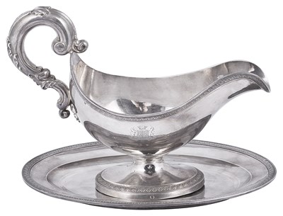 Lot 588 - A FRENCH SILVER SAUCEBOAT ON STAND