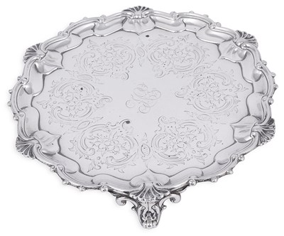 Lot 616 - A VICTORIAN SILVER SALVER