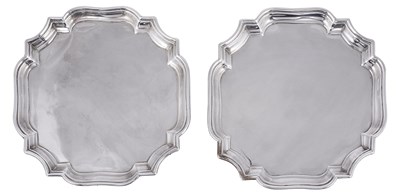 Lot 629 - A PAIR OF GEORGE I SILVER WAITERS