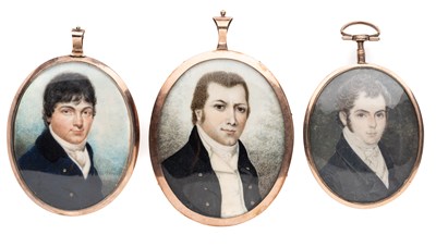 Lot 651 - ËœTHREE PORTRAIT MINIATURES OF GENTLEMEN