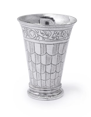 Lot 125 - A DUTCH SILVER MINIATURE BEAKER, UNMARKED, PROBABLY 17TH CENTURY