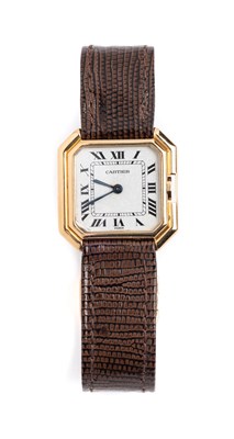 Lot 659 - CARTIER, CEINTURE: A GOLD WRISTWATCH