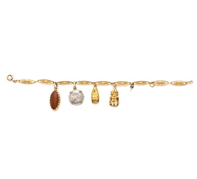 Lot 661 - â’¼ GOLD CHARM BRACELET