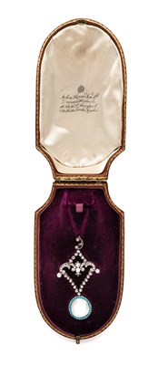 Lot 686 - â’¼ DIAMOND, TURQUOISE AND BLISTER PEARL PENDANT