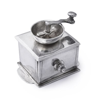 Lot 84 - A DUTCH SILVER MINIATURE COFFEE GRINDER, MAKER'S MARK IB IN MONOGRAM, POSSIBLY FOR JAN BORDUUR, AMSTERDAM, 1739