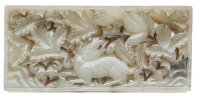 Lot 42 - A CHINESE JADE PLAQUE, 18TH CENTURY