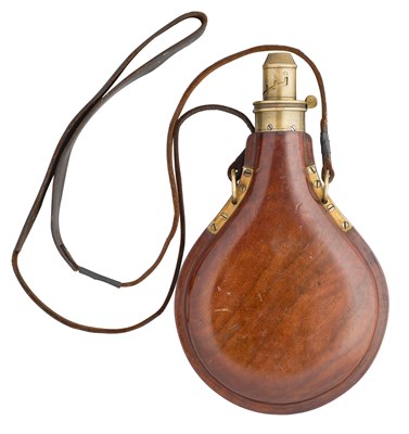 Lot 365 - A FINE AMERICAN POWDER FLASK, AMERICAN CAP & FLASK CO., CIRCA 1857-70