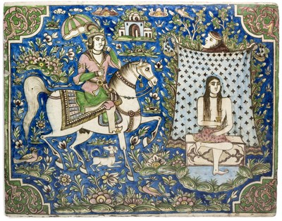 Lot 66 - A LARGE QAJAR TILE, TEHRAN, CIRCA 1880