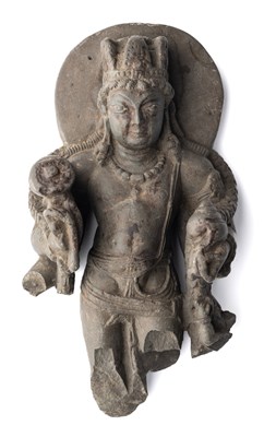 Lot 83 - A GREY SCHIST FRAGMENTARY FIGURE OF SIVA