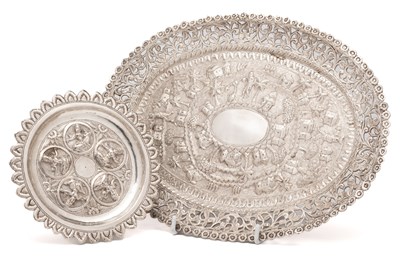 Lot 118 - TWO ANGLO-INDIAN SILVER SALVERS, PROBABLY BOMBAY, CIRCA 1920