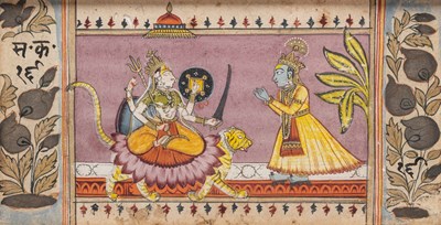 Lot 136 - AN ILLUMINATION FROM A HINDU MANUSCRIPT, RAJASTHAN, EARLY 19TH CENTURY