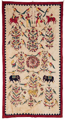 Lot 142 - TWO EMBROIDERED AND APPLIQUE COVERS, GUJARAT, EARLY 20TH CENTURY