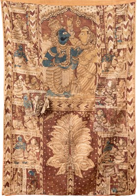 Lot 145 - TWO FRAGMENTARY TEMPLE HANGINGS (KALAMKARI)