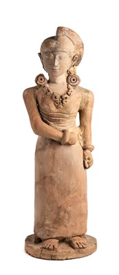 Lot 183 - A LARGE MAJAPAHIT TERRACOTTA FIGURE OF A MAIDEN