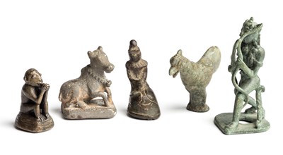 Lot 195 - FIVE SMALL SOUTH EAST ASIAN BRONZE FIGURES