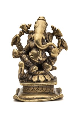 Lot 221 - A SMALL BRASS FIGURE OF GANESHA