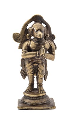 Lot 227 - A SMALL BRONZE FIGURE OF HANUMAN