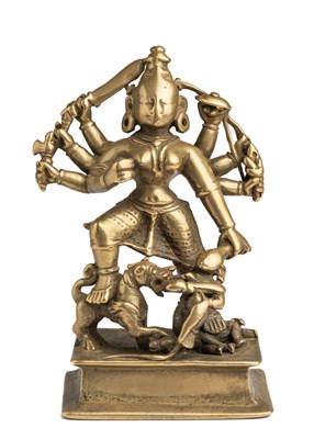 Lot 233 - A BRONZE FIGURE OF DURGA MAHISASURAMARDINI