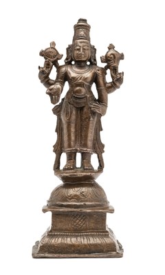 Lot 236 - A SMALL BRONZE FIGURE OF VISHNU