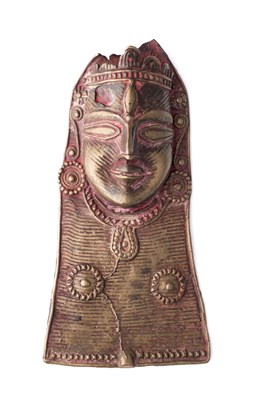 Lot 240 - A BRASS SIVA MASK (MOHRA)