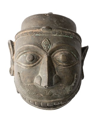 Lot 241 - A BRONZE HEAD OF HANUMAN