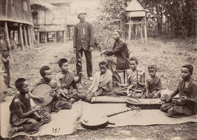 Lot 310 - â–¡  A PHOTOGRAPH DEPICTING A CAMBODIAN MUSICAL ENSEMBLE