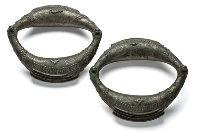 Lot 350 - â–¡  A PAIR OF RITUAL RATTLES (PUJARI KAICHILAMBU)