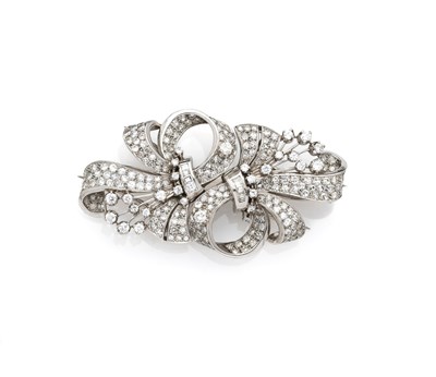 Lot 351 - DIAMOND DOUBLE CLIP BROOCH, 1950s