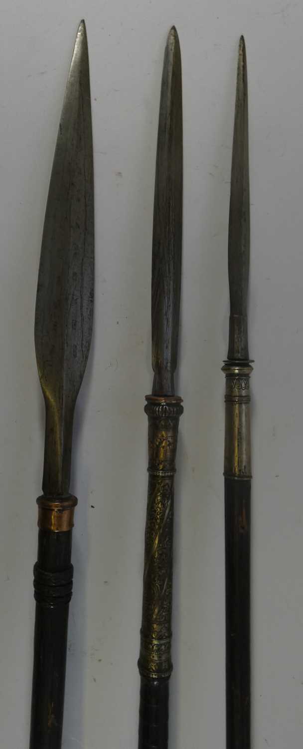 Lot 113 - A JAPANESE SPEAR (SU-YARI), AND OTHER SPEARS