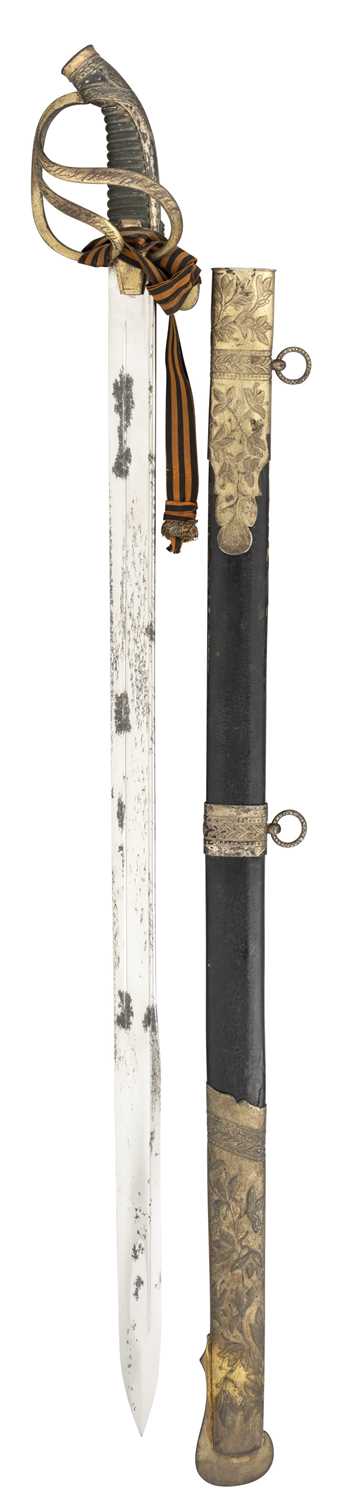 Lot 221 - AN IMPERIAL RUSSIAN TSAR NICHOLAS II NAVAL OFFICER'S SWORD FOR BRAVERY WITH THE BADGE OF THE ORDER
