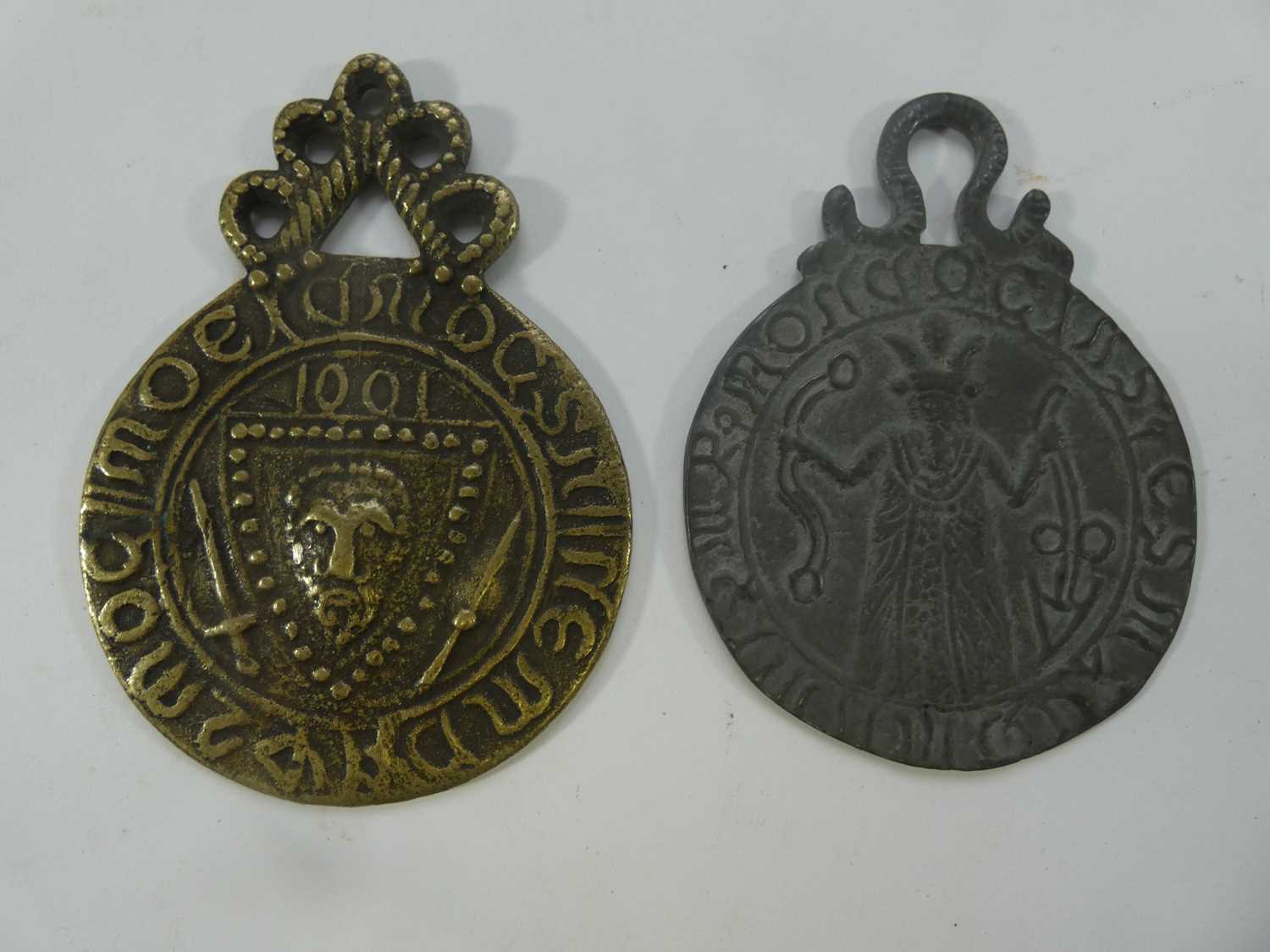 Lot 395 - A VICTORIAN COCK METAL 'BILLY & CHARLEY' MEDALLION AND ANOTHER