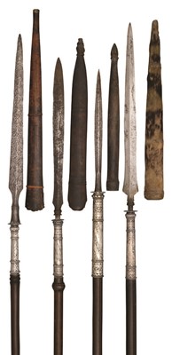 Lot 16 - FOUR INDIAN SILVER-MOUNTED SPEARS