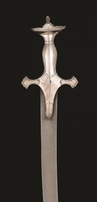 Lot 97 - AN INDIAN SWORD (TALWAR) WITH SILVER-PLATED HILT