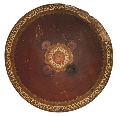 Lot 103 - AN INDIAN PAINTED HIDE SHIELD (DHAL)