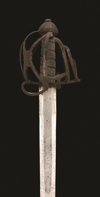 Lot 110 - AN ENGLISH BASKET-HILTED BROADSWORD