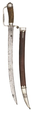 Lot 134 - AN ENGLISH SILVER-MOUNTED HUNTING SWORD