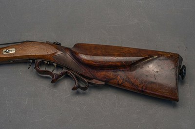 Lot 33 - A 120 BORE BAVARIAN BREECH-LOADING BUTT-RESERVOIR AIR GUN BY F. FACKLER IN AICHACH, MID-19TH CENTURY