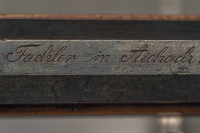 Lot 33 - A 120 BORE BAVARIAN BREECH-LOADING BUTT-RESERVOIR AIR GUN BY F. FACKLER IN AICHACH, MID-19TH CENTURY