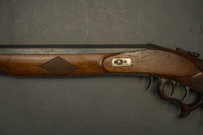 Lot 33 - A 120 BORE BAVARIAN BREECH-LOADING BUTT-RESERVOIR AIR GUN BY F. FACKLER IN AICHACH, MID-19TH CENTURY