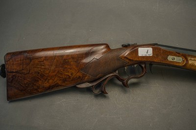 Lot 33 - A 120 BORE BAVARIAN BREECH-LOADING BUTT-RESERVOIR AIR GUN BY F. FACKLER IN AICHACH, MID-19TH CENTURY