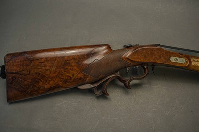 Lot 33 - A 120 BORE BAVARIAN BREECH-LOADING BUTT-RESERVOIR AIR GUN BY F. FACKLER IN AICHACH, MID-19TH CENTURY