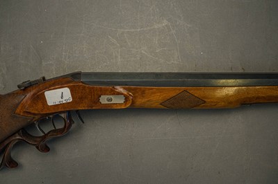 Lot 33 - A 120 BORE BAVARIAN BREECH-LOADING BUTT-RESERVOIR AIR GUN BY F. FACKLER IN AICHACH, MID-19TH CENTURY