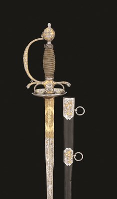 Lot 186 - A FRENCH SMALL-SWORD WITH FINELY CHISELLED AND GILT HILT