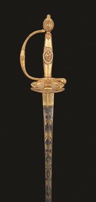 Lot 187 - A FRENCH SMALL-SWORD WITH FINELY CHISELLED GILT-BRASS HILT