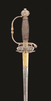 Lot 198 - A SMALL-SWORD WITH CHISELLED STEEL HILT