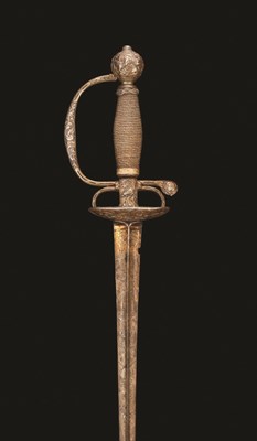 Lot 199 - **A FRENCH SMALL-SWORD WITH CHISELLED STEEL HILT