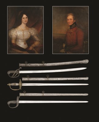 Lot 229 - A COMPANION PAIR OF PORTRAITS: CAPTAIN AND MRS FRANCIS STUPART, CIRCA 1821