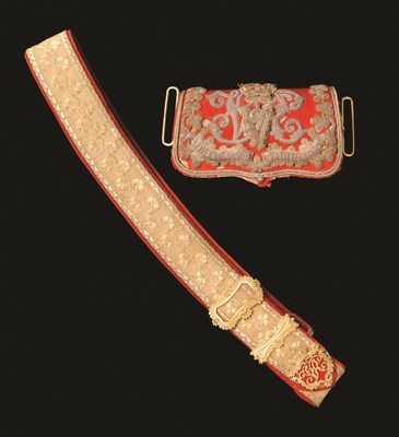 Lot 251 - AN OFFICER'S DRESS POUCH AND POUCH-BELT