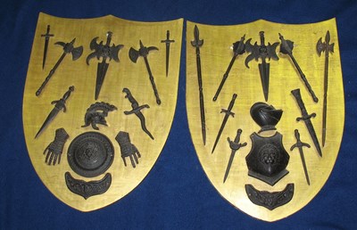 Lot 293 - TWO DECORATIVE PANOPLIES OF ARMS AND ARMOUR