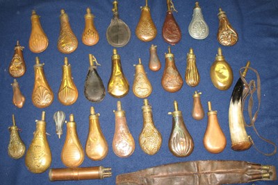 Lot 310 - THIRTY-ONE VARIOUS POWDER-AND SHOT-FLASKS